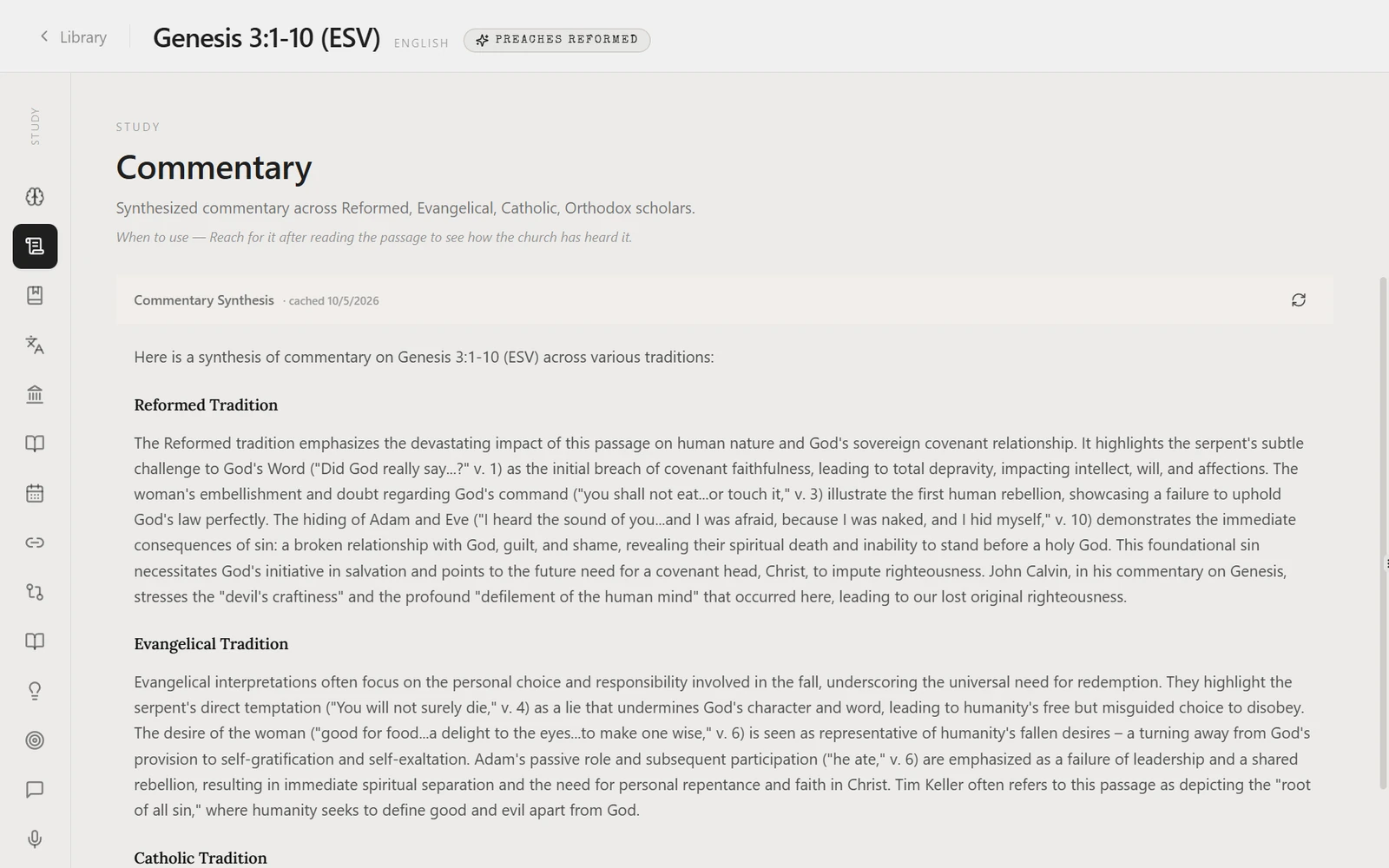 Preachr Commentary view on Genesis 3:1-10 (ESV): synthesized commentary across Reformed, Evangelical, Catholic and Orthodox scholars